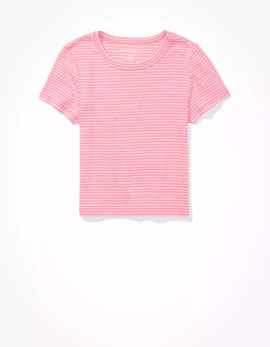 T Shirts American Eagle AE Hey Baby Tee Rose Femme | FHF-52047104